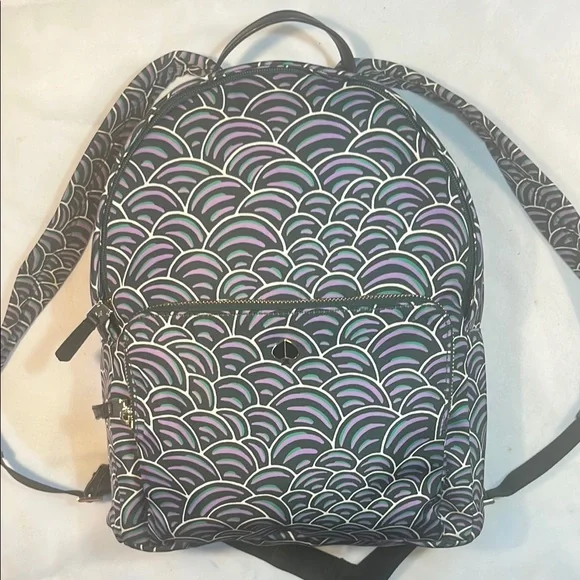 Kate Spade Purple and Black Backpack with Scallop Design - Picture 2 of 11